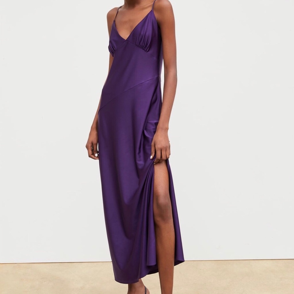 Zara deep purple satin-like dress